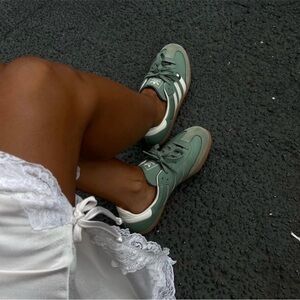 Adidas Samba OG Sneakers Sage and White (Silver Green and Chalk white gum)